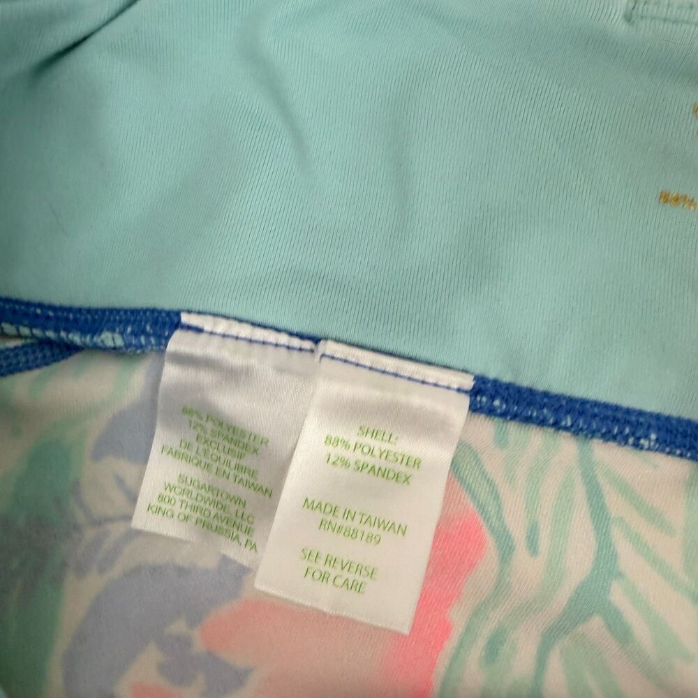 Lilly Pulitzer Luxletic Legging Women XL Blue Weekender Crop Tropical Coastal - Picture 10 of 13